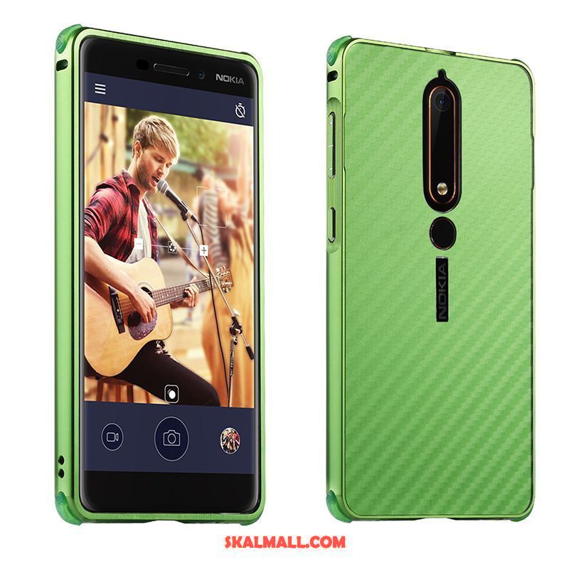 Nokia 6.1 Skal Kostfiber Skydd Metall Grön Mobil Telefon Billiga