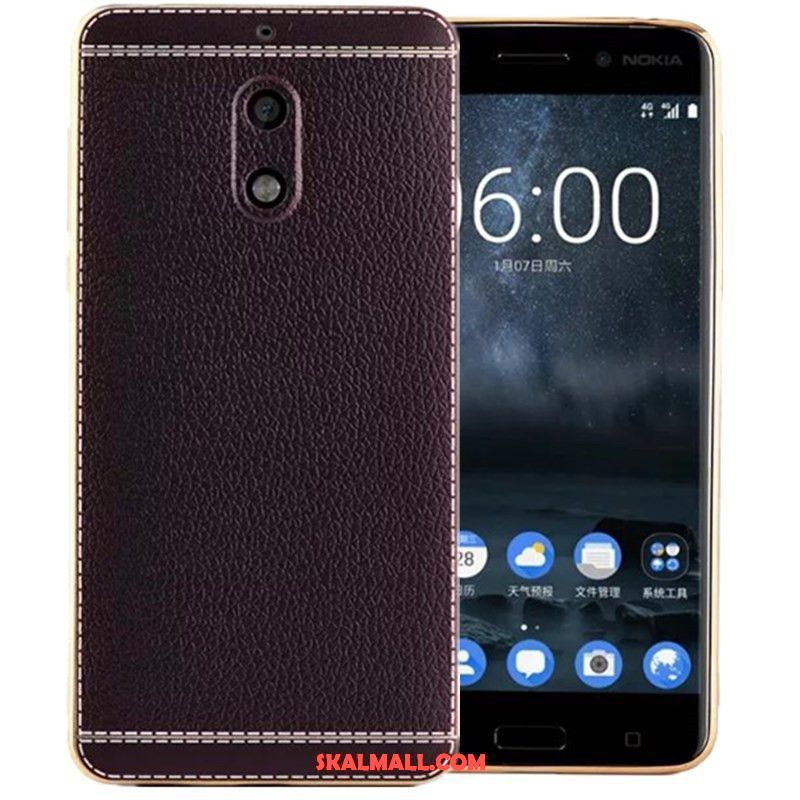 Nokia 6 Skal Mjuk Läder Mönster Mobil Telefon Silikon Rea