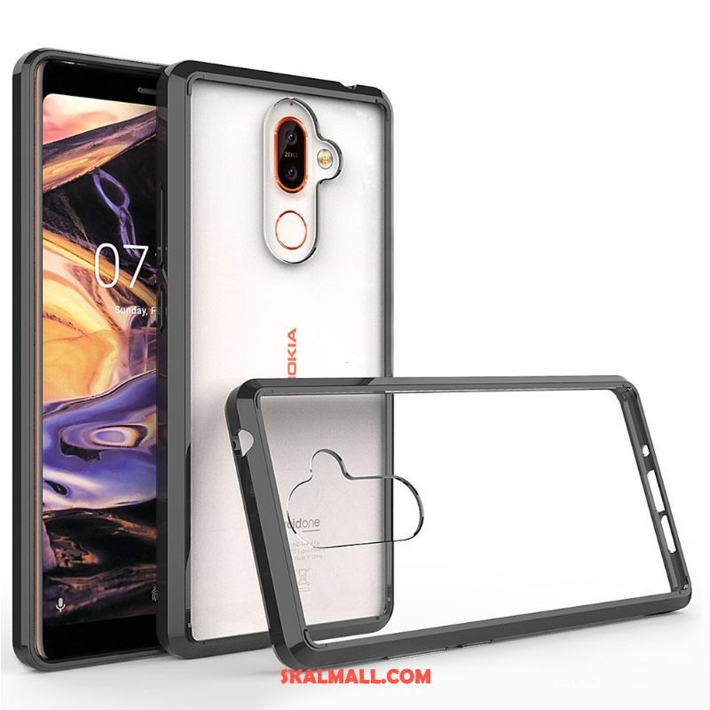 Nokia 7 Plus Skal Svart Frame Mobil Telefon Fallskydd Transparent Billigt