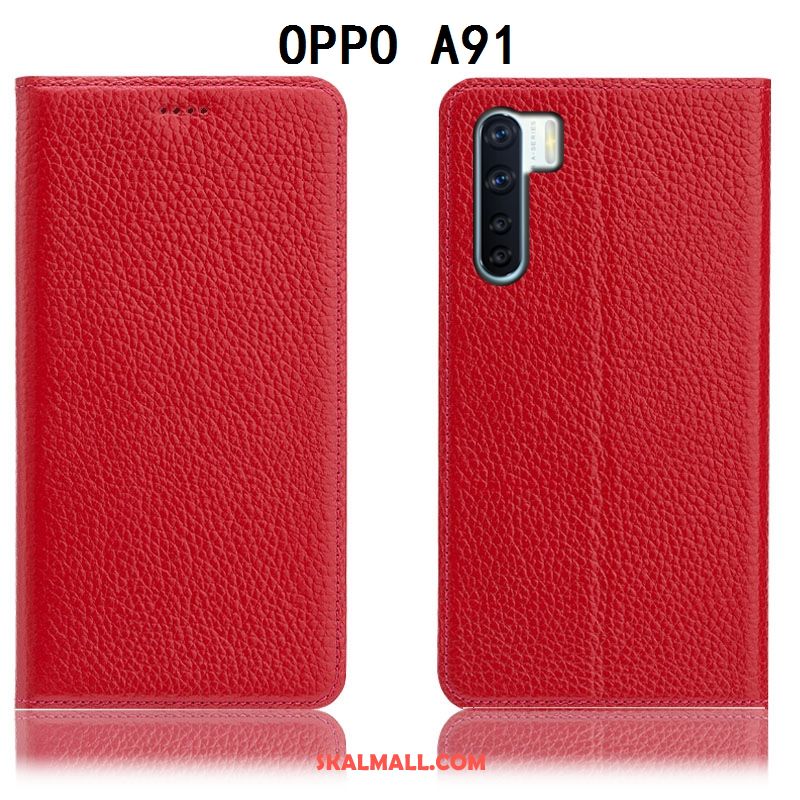 Oppo A91 Skal Skydd Litchi All Inclusive Mobil Telefon Fallskydd Fodral Butik