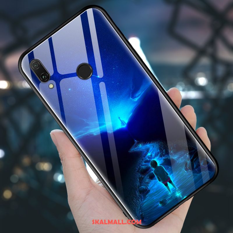 Redmi Note 7 Skal Röd Personlighet Glas Blå Fallskydd Fodral Rea