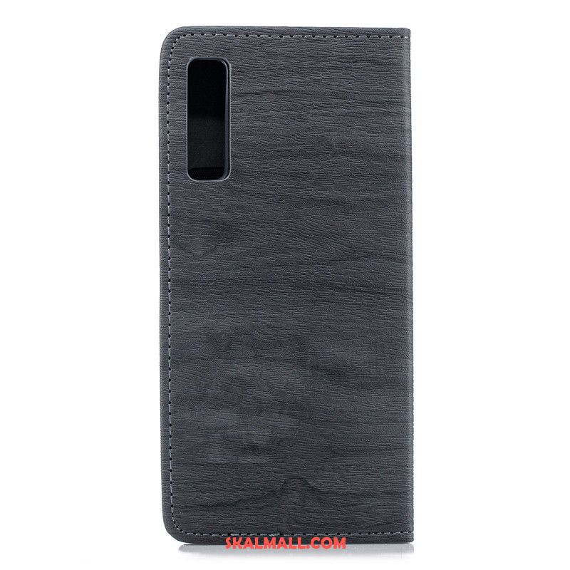 Samsung Galaxy A7 2018 Skal Skydd Grå Läderfodral Mobil Telefon Plånbok Fodral Billigt