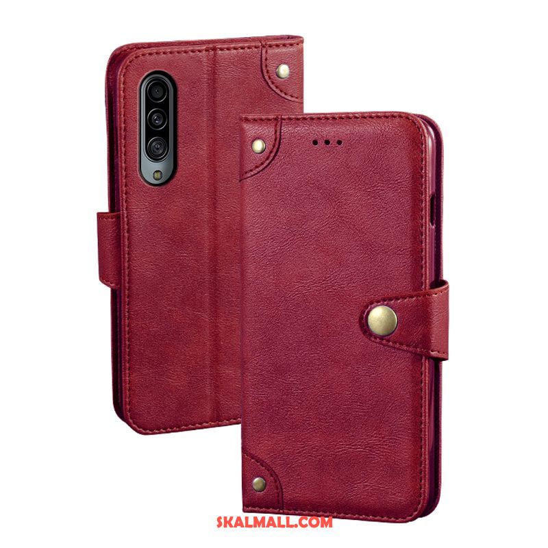 Samsung Galaxy A90 5g Skal Plånbok Skydd Mobil Telefon Röd Läderfodral Billig