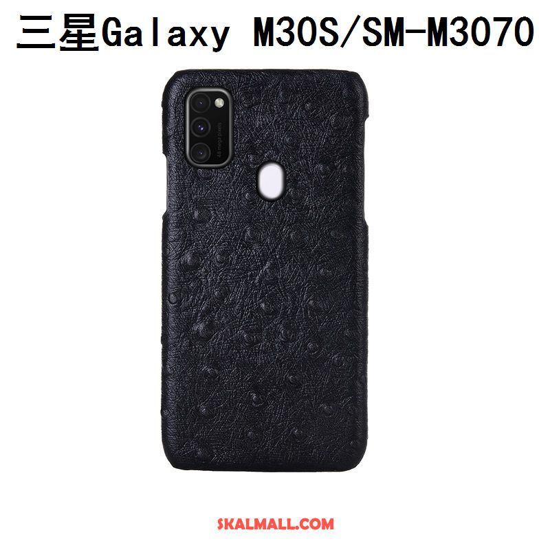Samsung Galaxy M30s Skal Svart Äkta Läder Skydd Stjärna Fallskydd Online