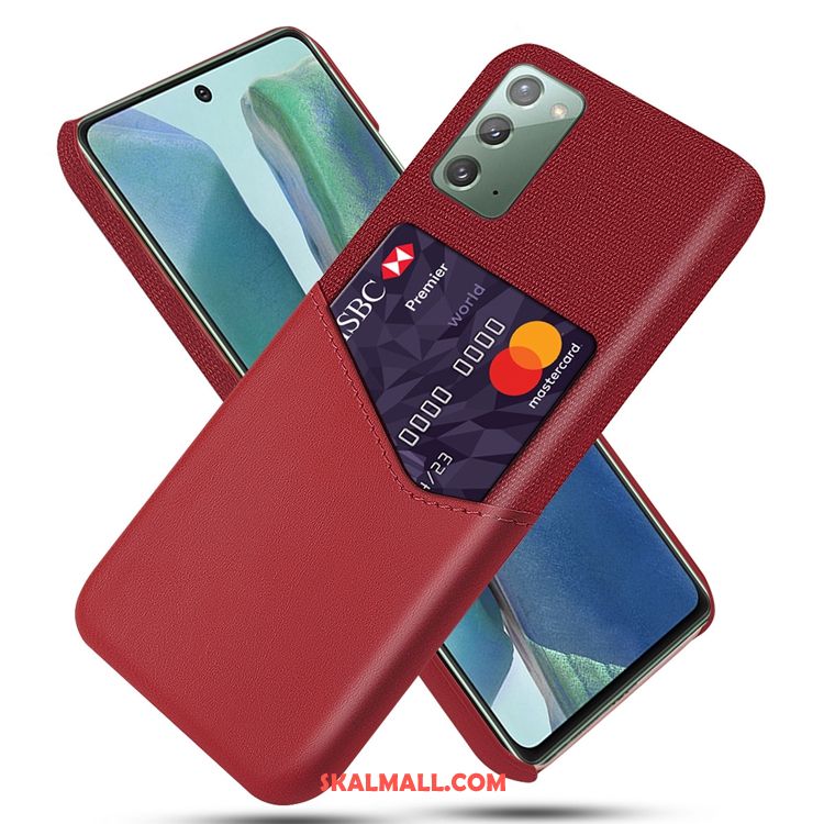 Samsung Galaxy Note20 Skal Fallskydd Nubuck Kort Väska Röd Till Salu