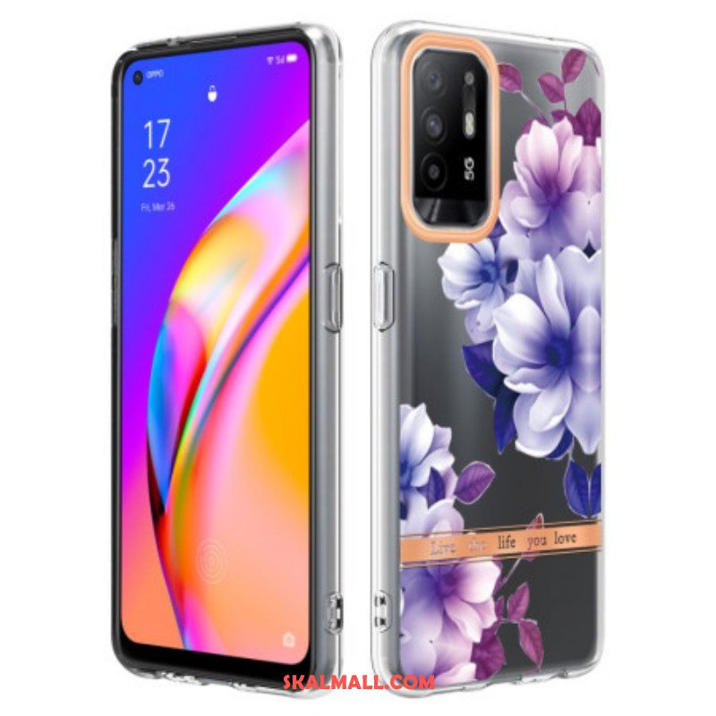 Skal Oppo A94 5G Violett Blommor