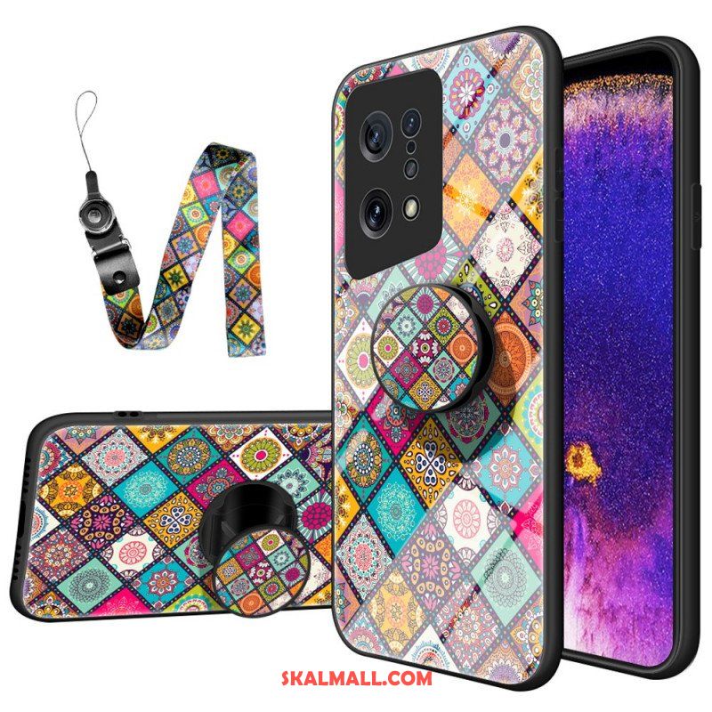 Skal Oppo Find X5 Patchwork Magnetisk Hållare