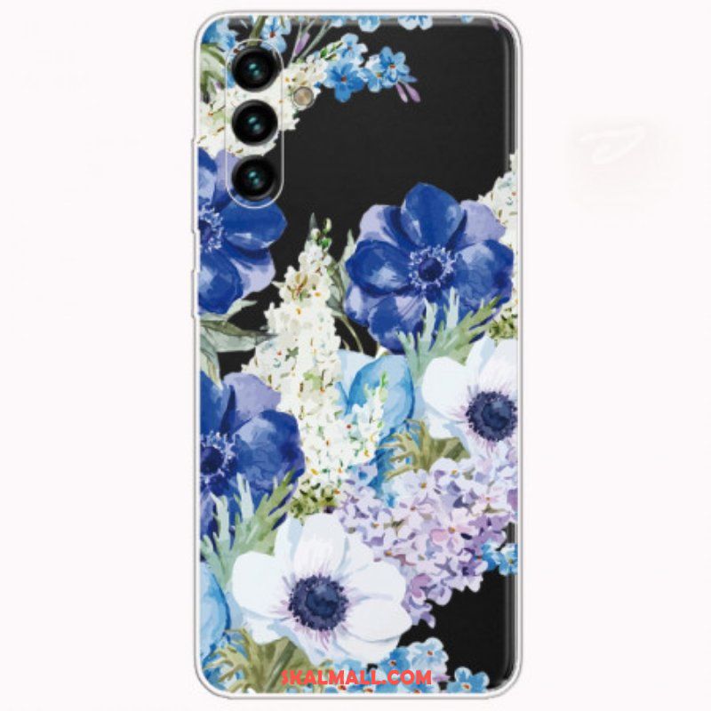 Skal Samsung Galaxy A13 5G / A04s Akvarell Blå Blommor