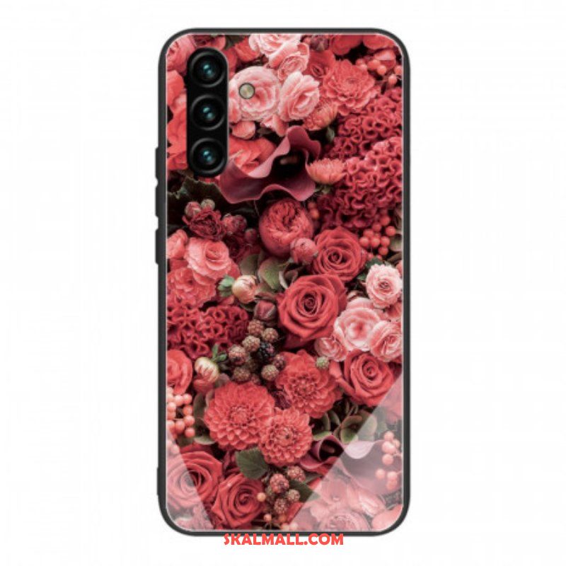 Skal Samsung Galaxy A13 5G / A04s Rosa Blommor Härdat Glas