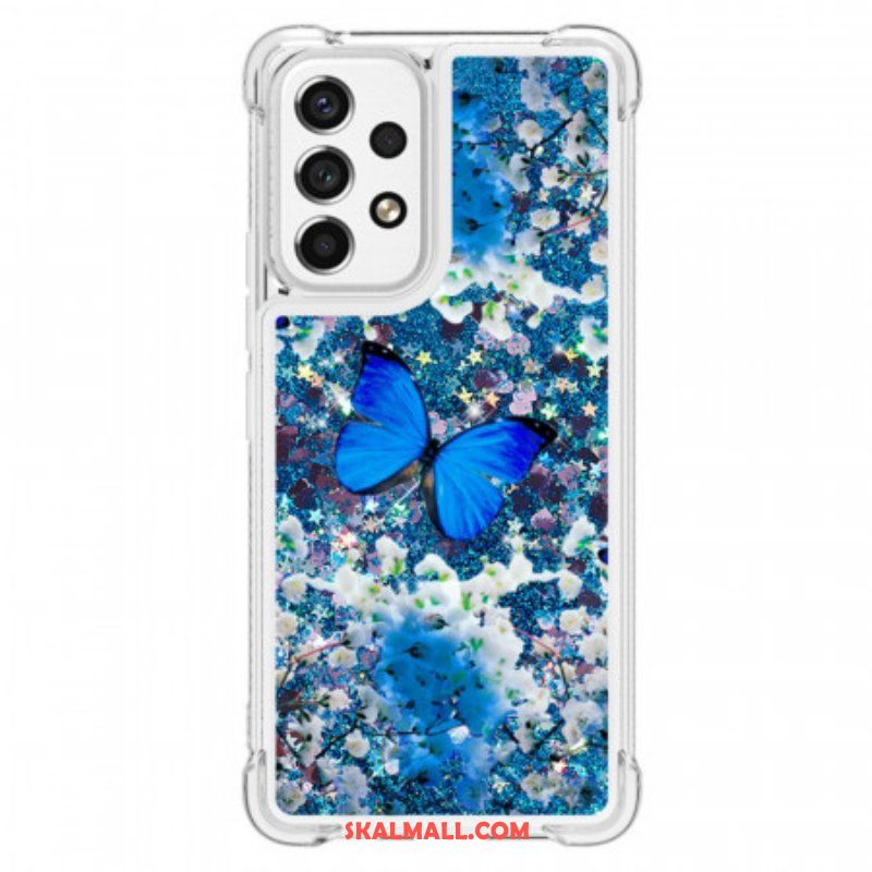 Skal Samsung Galaxy A53 5G Glitter Blå Fjärilar