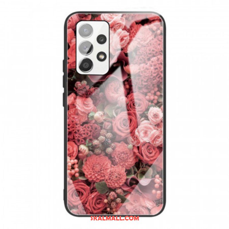 Skal Samsung Galaxy A53 5G Rosa Blommor Härdat Glas