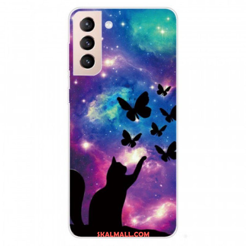 Skal Samsung Galaxy S22 5G Katt Och Fjärilar I Rymden