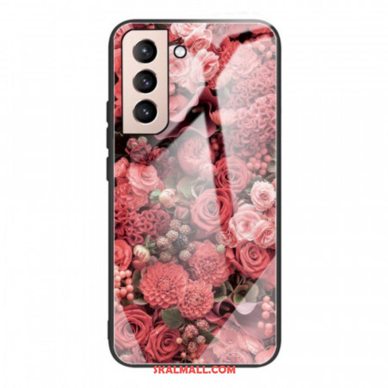 Skal Samsung Galaxy S22 5G Rosa Blommor Härdat Glas