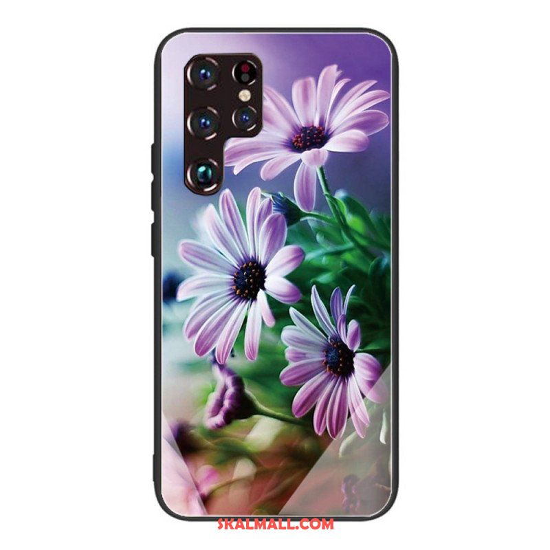 Skal Samsung Galaxy S22 Ultra 5G Realistiska Blommor I Härdat Glas