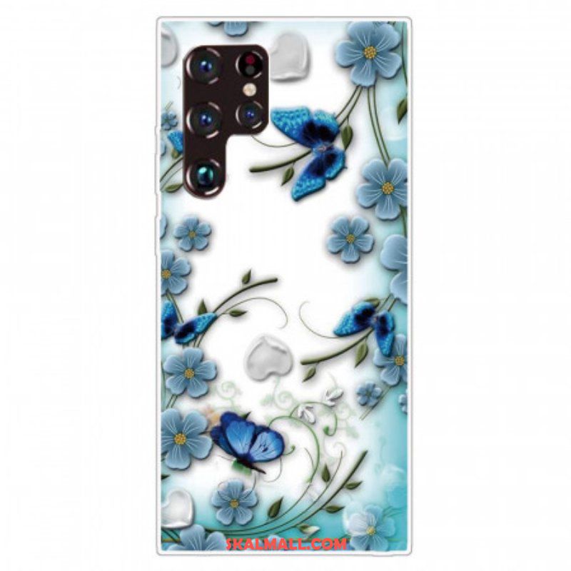 Skal Samsung Galaxy S22 Ultra 5G Retro Fjärilar Och Blommor