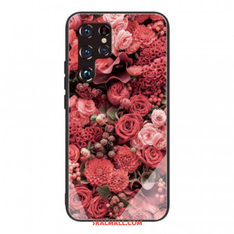 Skal Samsung Galaxy S22 Ultra 5G Rosa Blommor Härdat Glas