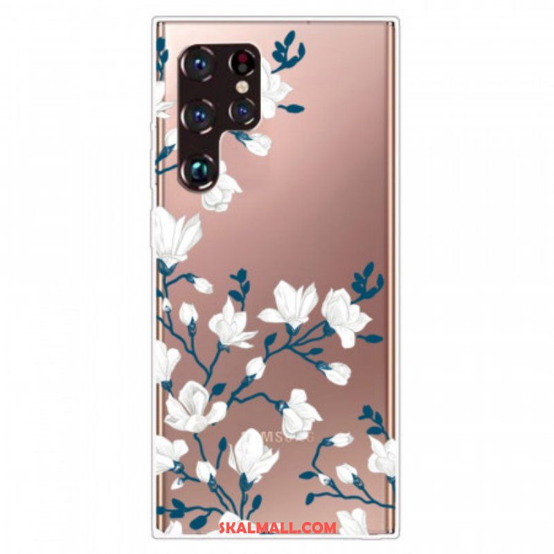 Skal Samsung Galaxy S22 Ultra 5G Sömlösa Vita Blommor