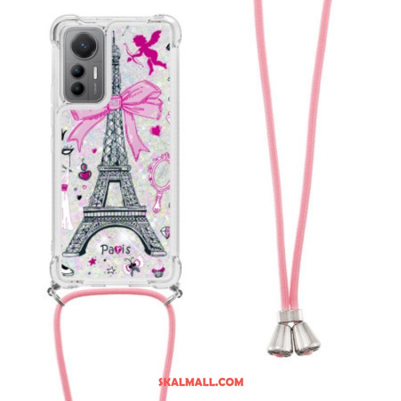 Skal Xiaomi 12 Lite Med Snodd Eiffeltornet Glitter Dragsko