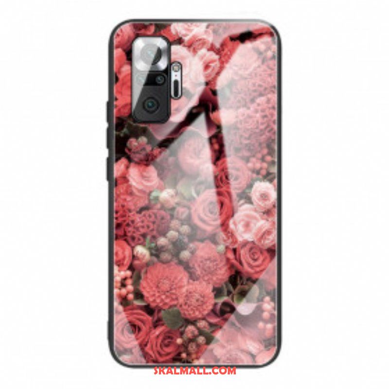 Skal Xiaomi Redmi Note 10 Pro Rosa Blommor Härdat Glas