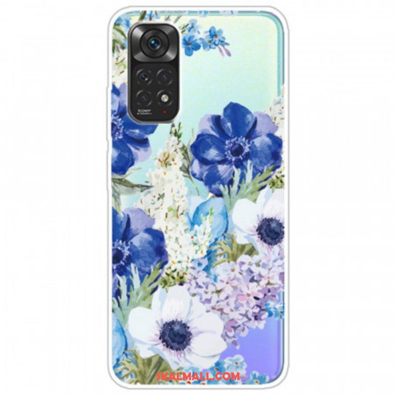 Skal Xiaomi Redmi Note 11 / 11S Sömlös Akvarell Blå Blommor