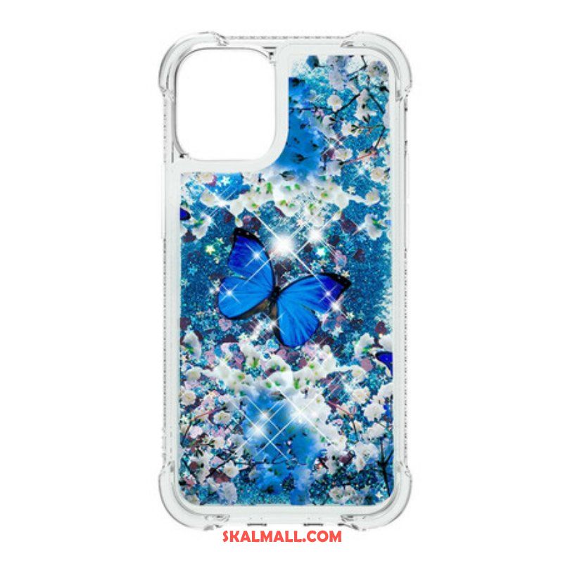 Skal iPhone 13 Pro Glitter Blå Fjärilar