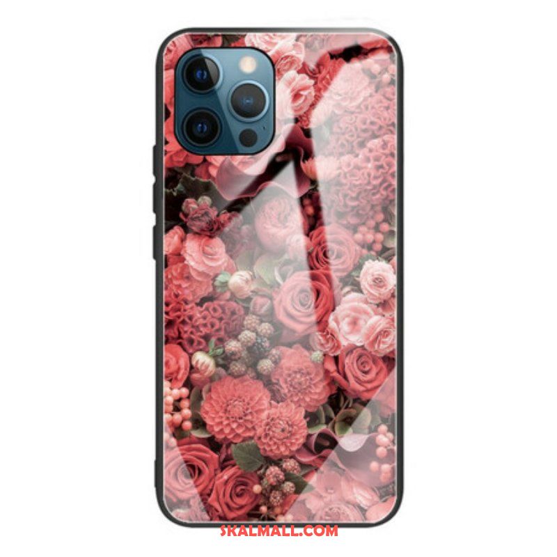 Skal iPhone 13 Pro Rosa Blommor Härdat Glas