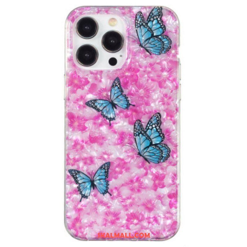 Skal iPhone 15 Pro Blommor Och Fjärilar