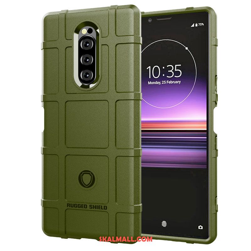 Sony Xperia 1 Skal All Inclusive Fallskydd Nubuck Grön Mjuk Butik