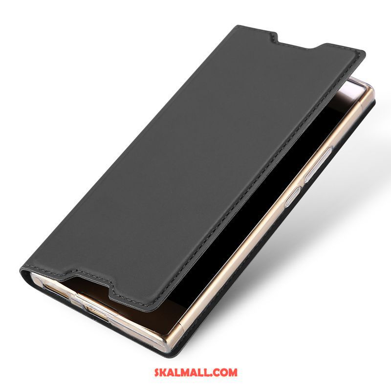 Sony Xperia L1 Skal Magnetic Täcka Svart Läderfodral Mobil Telefon Fodral Till Salu