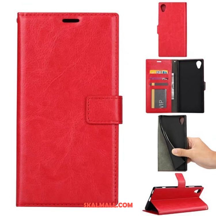 Sony Xperia Xa1 Plus Skal Röd Läderfodral Mobil Telefon Plånbok Täcka Fodral Billigt