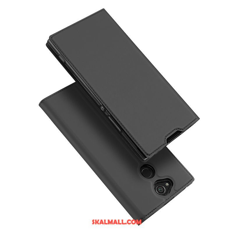 Sony Xperia Xa2 Ultra Skal Skydd Svart Läderfodral Täcka Kort Butik