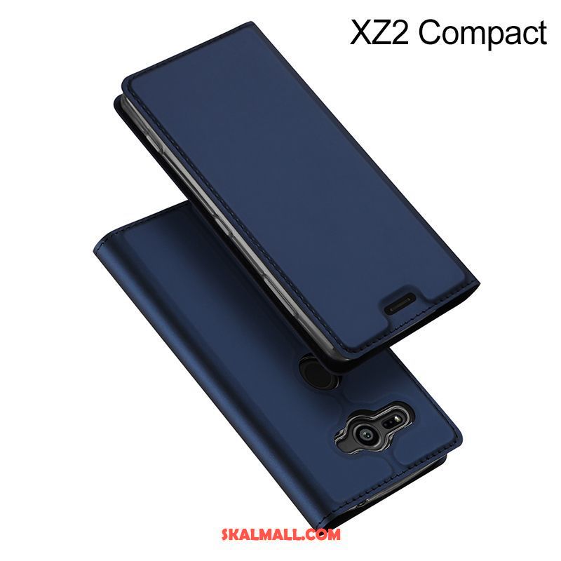 Sony Xperia Xz2 Compact Skal Läderfodral Business Mörkblå Skydd Mobil Telefon Fodral Online