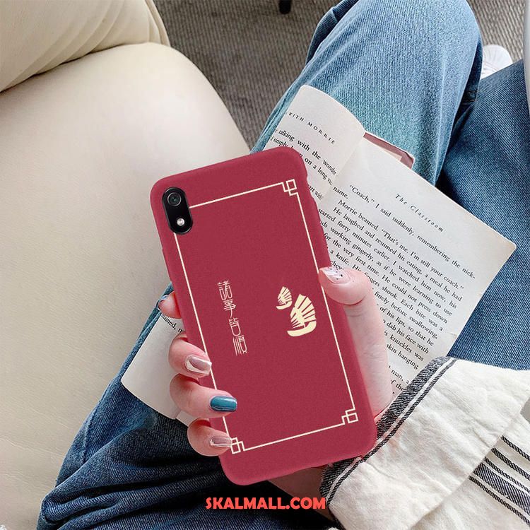 Xiaomi Redmi 7a Skal Röd Mobil Telefon Nubuck Fallskydd Slim Rea