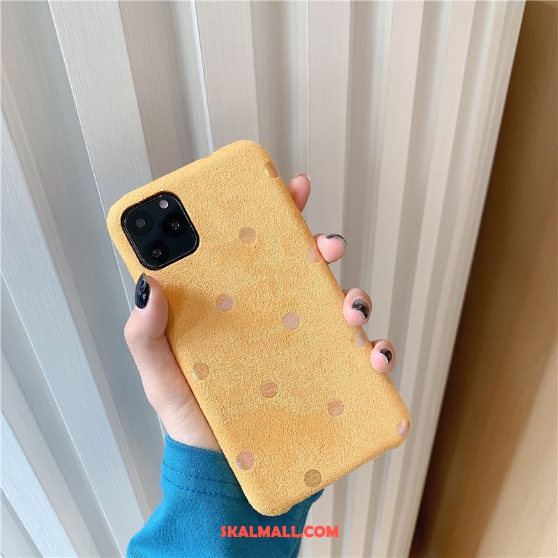 iPhone 11 Pro Max Skal Flanell Retro Gul Skydd Polka Dot Billigt