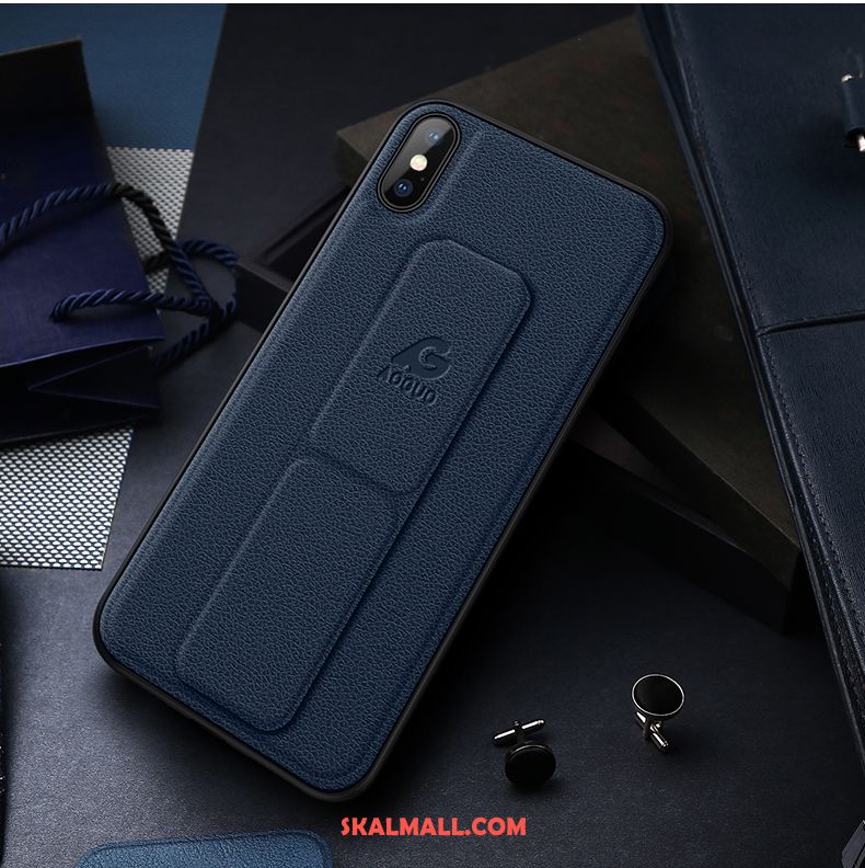 iPhone Xs Skal Blå Slim Läder Ny Support Fodral Köpa
